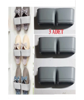 3 Adet Banyo Terlik Tutucu - Kapı Arkası Pratik Raf - Terlik Tutucu