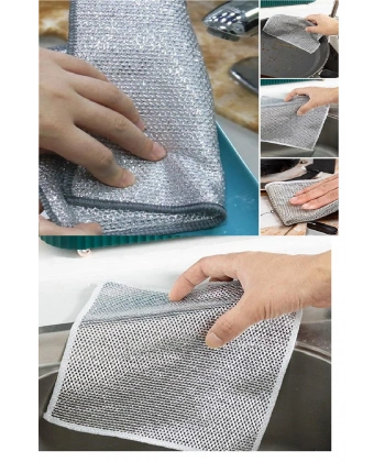 3 Adet Çok Fonksiyonlu Çizmeyen Tel Bulaşık Bezi Bulaşık Havlusu Bulaşık Temizlik Ovma Bezi