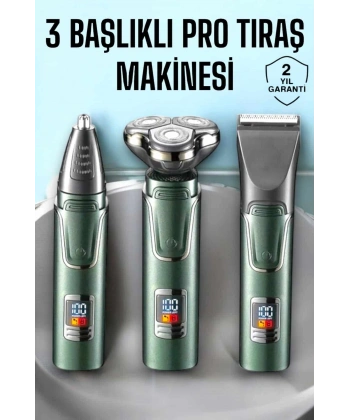 3 Başlıklı Profesyonel Saç ve Sakal Bakım Seti Vücut, Burun ve Kulak Tüy Alma