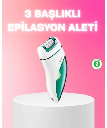 3 in 1 Epilatör Metal Başlıklı IPX5 Su Geçirmez 90 Dakika Şarjlı Epilasyon Cihazı