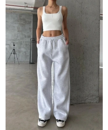 3 iplik şardonlu oversize eşofman gri