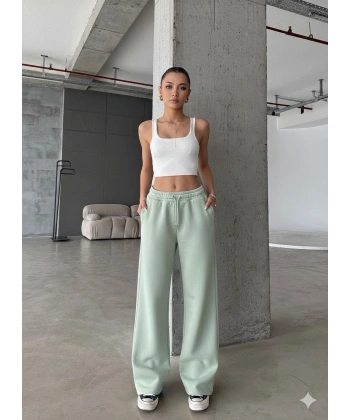 3 iplik şardonlu oversize eşofman mint yeşili