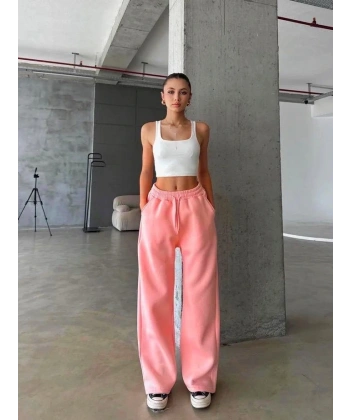 3 iplik şardonlu oversize eşofman somon