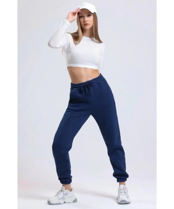 3 iplik şardonlu paça lastikli eşofman lacivert is001