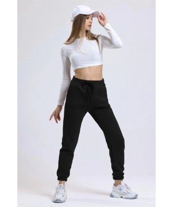 3 iplik şardonlu paça lastikli eşofman siyah is001