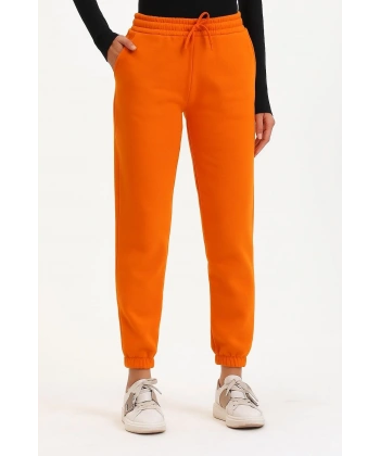 3 iplik şardonlu paça lastikli eşofman turuncu is001