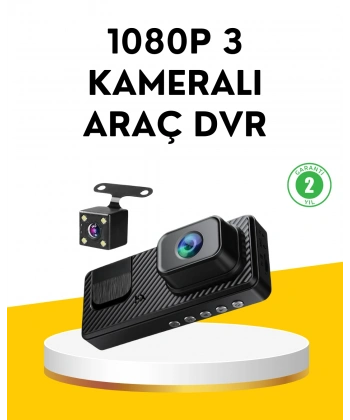 3 Kameralı Araç İçi DVR Kayıt Cihazı  Ön İç Arka Kamera Full HD