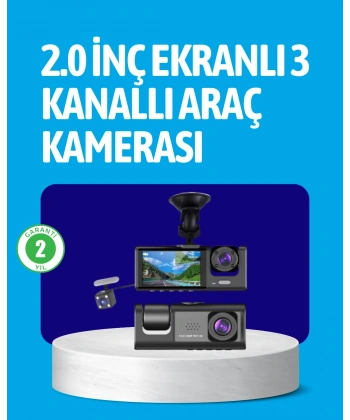 3 Kameralı Araç İçi Kayıt Cihazı  Suya ve Toza Dayanıklı Tasarım