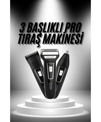 3lü Set Saç Sakal Kesme Traş Makinesi Burun Kılı Alma Tıraş Makinesi
