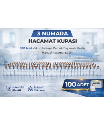 3 Numara Hacamat Kupası 100 Adet Vakumlu Kupa Bardak Dayanıklı Plastik Manuel Hacamat Kabı