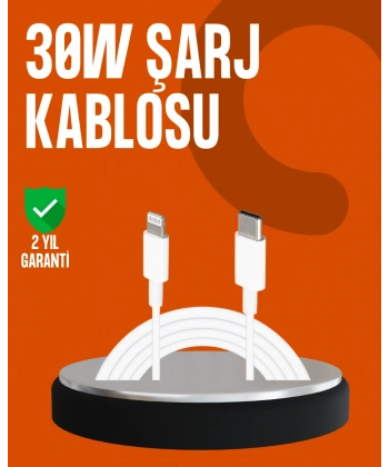 30W Type-C Lightning Hızlı Şarj Kablosu 1.2m iPhone Uyumlu