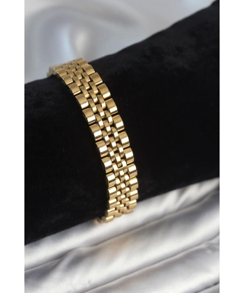 316L Çelik 12 mm Kalınlıkta Gold Renkli Erkek Bileklik