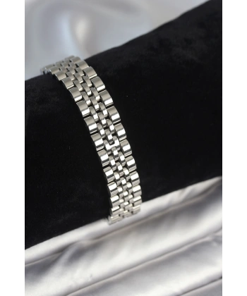 316L Çelik 12 mm Kalınlıkta Gümüş Renkli Erkek Bileklik