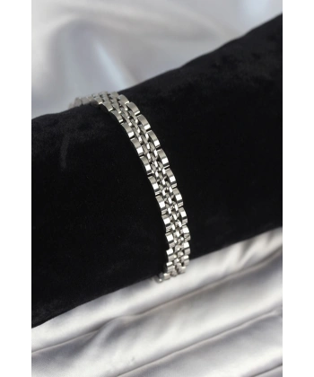 316L Çelik 7 mm Kalınlıkta Gümüş Renkli Erkek Bileklik