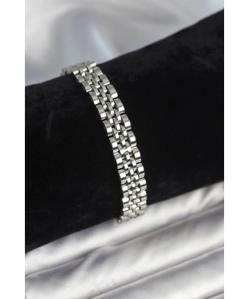 316L Çelik 9 mm Kalınlıkta Gümüş Renkli Erkek Bileklik