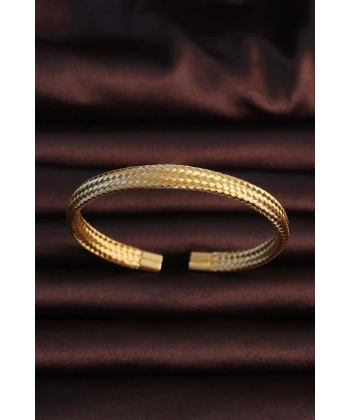 316L Çelik Altın Renk Hasır Görünüm Erkek Bileklik