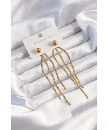 316L Çelik Altın Renk İtalyan Model Topçuk Küpe