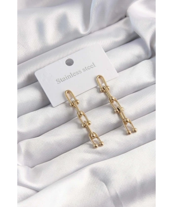 316L Çelik Altın Renk Sallantılı Model Küpe