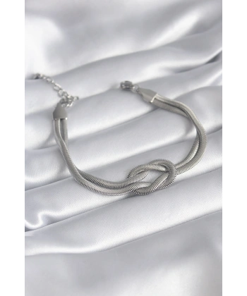 316L Çelik Çelik Gold Renk İtalyan Zincir Düğüm Model Kadın Bileklik