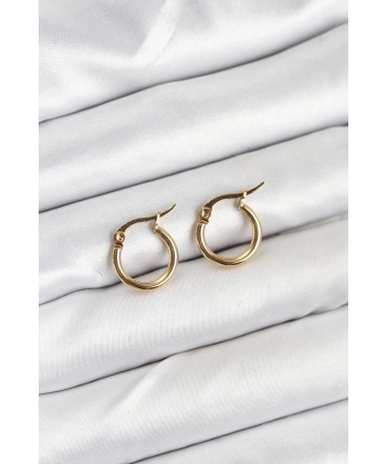 316L Çelik Gold Renk 12 mm Halka Kadın Küpe