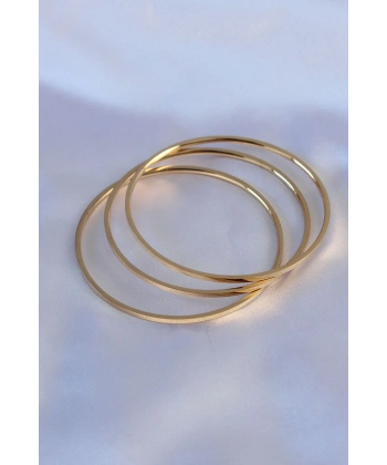 316L Çelik Gold Renk 3lü Ajda Model Kadın 60 mm Bilezik