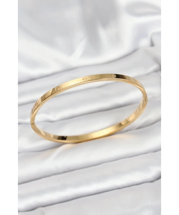 316L Çelik Gold Renk 65 mm İnce Kadın Kelepçe Bileklik