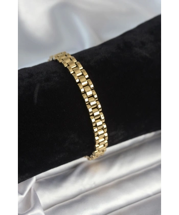 316L Çelik Gold Renk 7 mm Kalınlık Erkek Bileklik