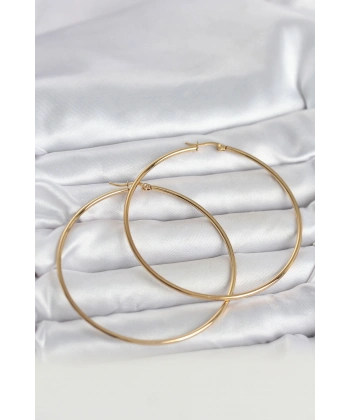 316L Çelik Gold Renk 70 mm Kadın Halka Küpe