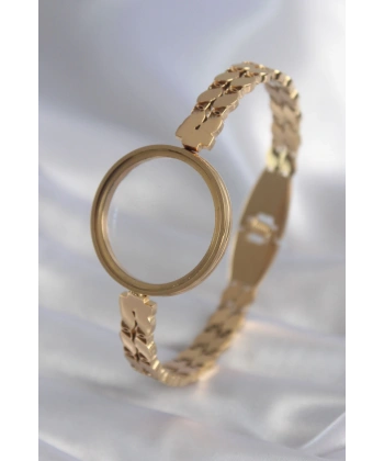 316L Çelik Gold Renk Arpa İşleme Açılabilir Fanus Model Kadın Kelepçe