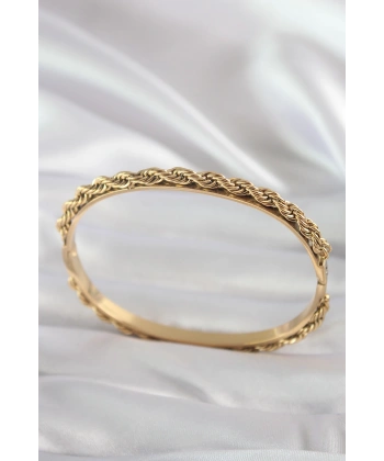 316L Çelik Gold Renk Burgu Zincir Model Kadın Kelepçe