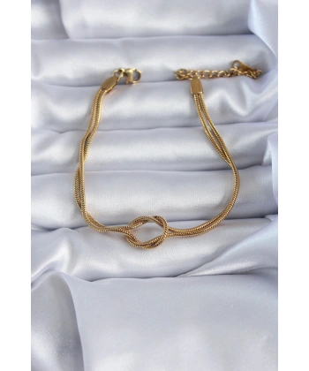 316L Çelik Gold Renk Düğüm Model Kadın Bileklik