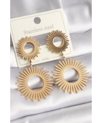 316L Çelik Gold Renk Güneş Model Kadın Küpe