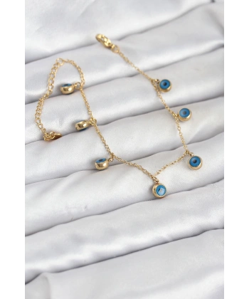 316L Çelik Gold Renk Minimal Nazar Model Kadın Bileklik