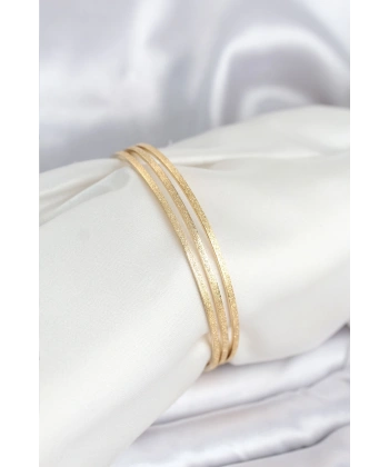 316L Çelik Gold Renk Simli Model Ajda 65 mm Kadın Bileklik