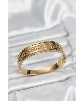 316L Çelik Gold Renk Vintage Model Kadın Kelepçe Bileklik