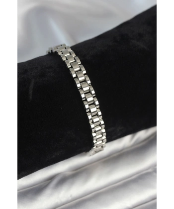 316L Çelik Gümüş Renk 7 mm Kalınlık Erkek Bileklik