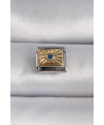 316L Çelik Gümüş Renk Altın Göz İşlemeli Nomination Charm