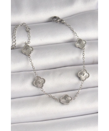 316L Çelik Gümüş Renk İşlemeli Baby Boy Yonca Model Kadın Bileklik