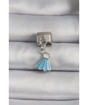 316L Çelik Gümüş Renk Mavi Renk Sallantı Elbise Model Nomination Charm