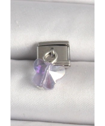 316L Çelik Gümüş Renk Mor Zirkon Taşlı Nomination Charm