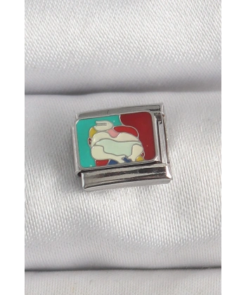 316L Çelik Gümüş Renk Renkli Portre Model Nomination Charm