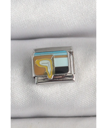 316L Çelik Gümüş Renk Renkli Portre Model Nomination Charm