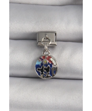 316L Çelik Gümüş Renk Sallantı Dünya Model Nomination Charm