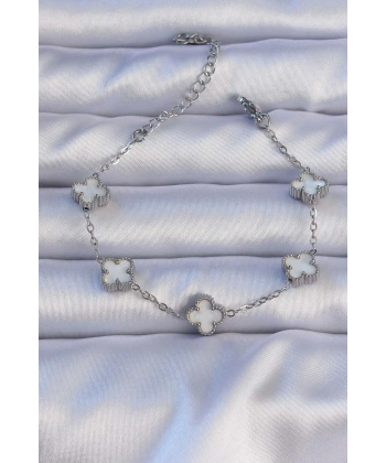 316L Çelik Gümüş Renk Sedefli Baby Boy Yonca Model Bileklik