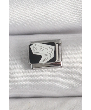 316L Çelik Gümüş Renk Siyah Beyaz Kuş İşlemeli Nomination Charm