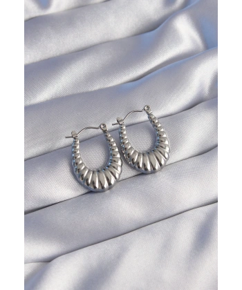 316L Çelik Gümüş Renk Uzun Baklava Görünümlü Küpe