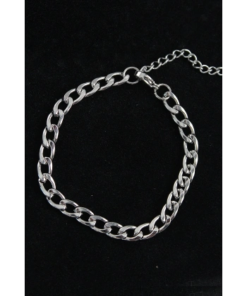 316L Çelik Kalın Klasik Model Gümüş Renk Erkek Bileklik