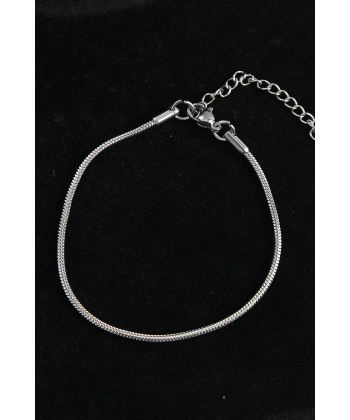 316L Çelik Oval İtalyan Model Gümüş Renk Erkek Bileklik