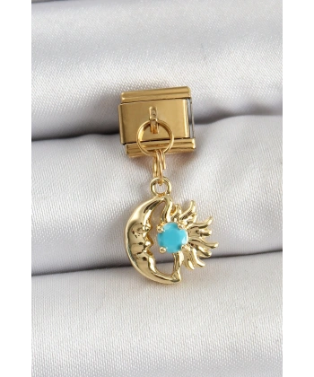 316L Çelik Sallantılı Ay Ve Güneş Model Gold Renk Nomination Charm