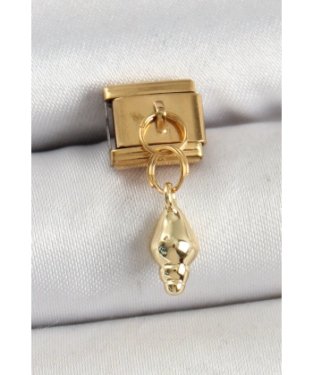 316L Çelik Sallantılı Deniz Kabuğu Model Gold Renk Nomination Charm